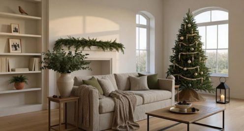 Decoración de un salón elegante de una casa mediterránea