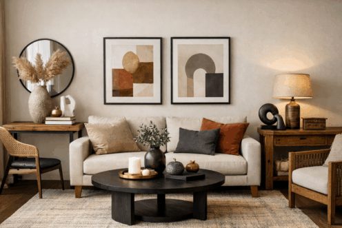 Salón con las Reglas de decoración